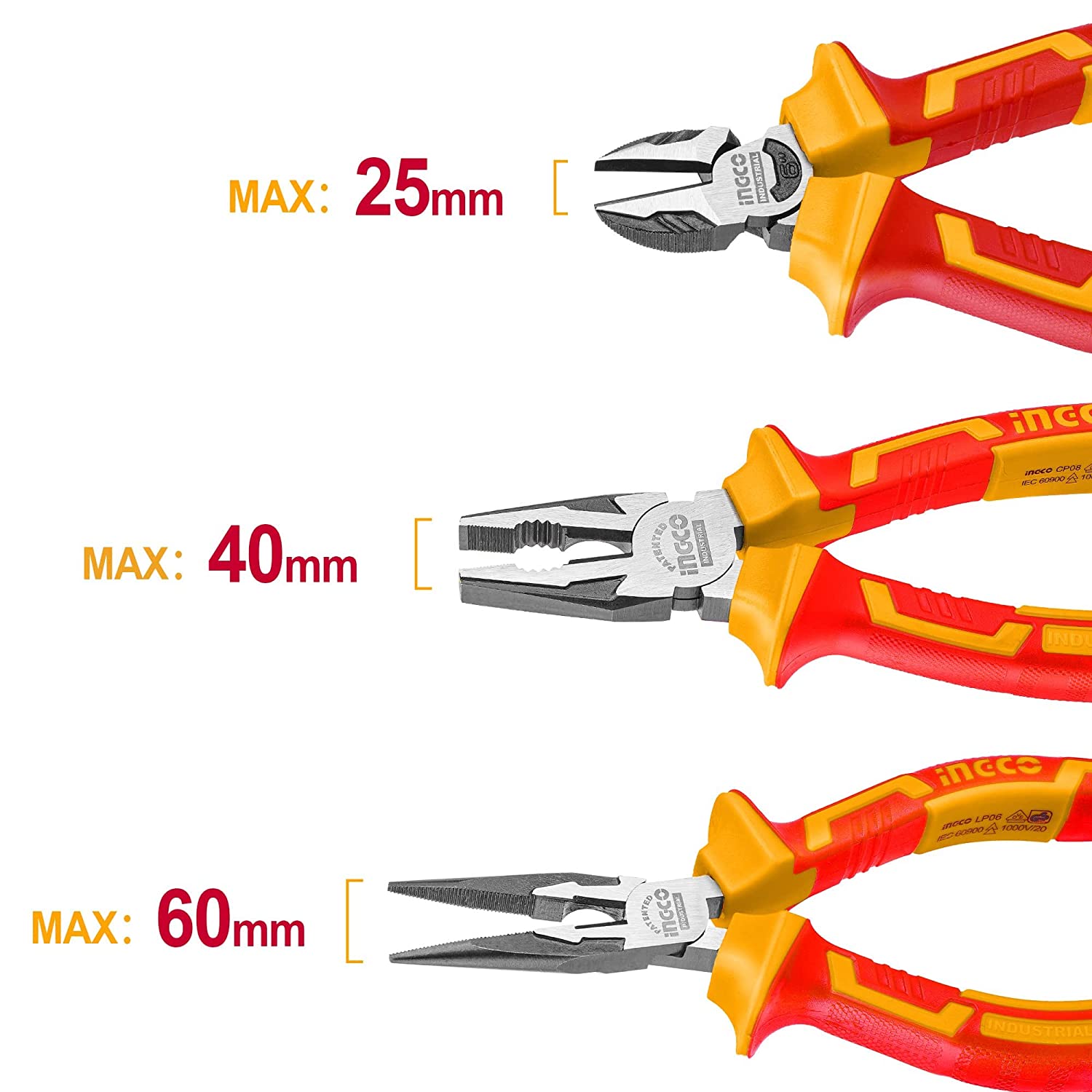 INGCO Hand Tools INGCO 3 Pcs Insulated Pliers Set HIKPS28318