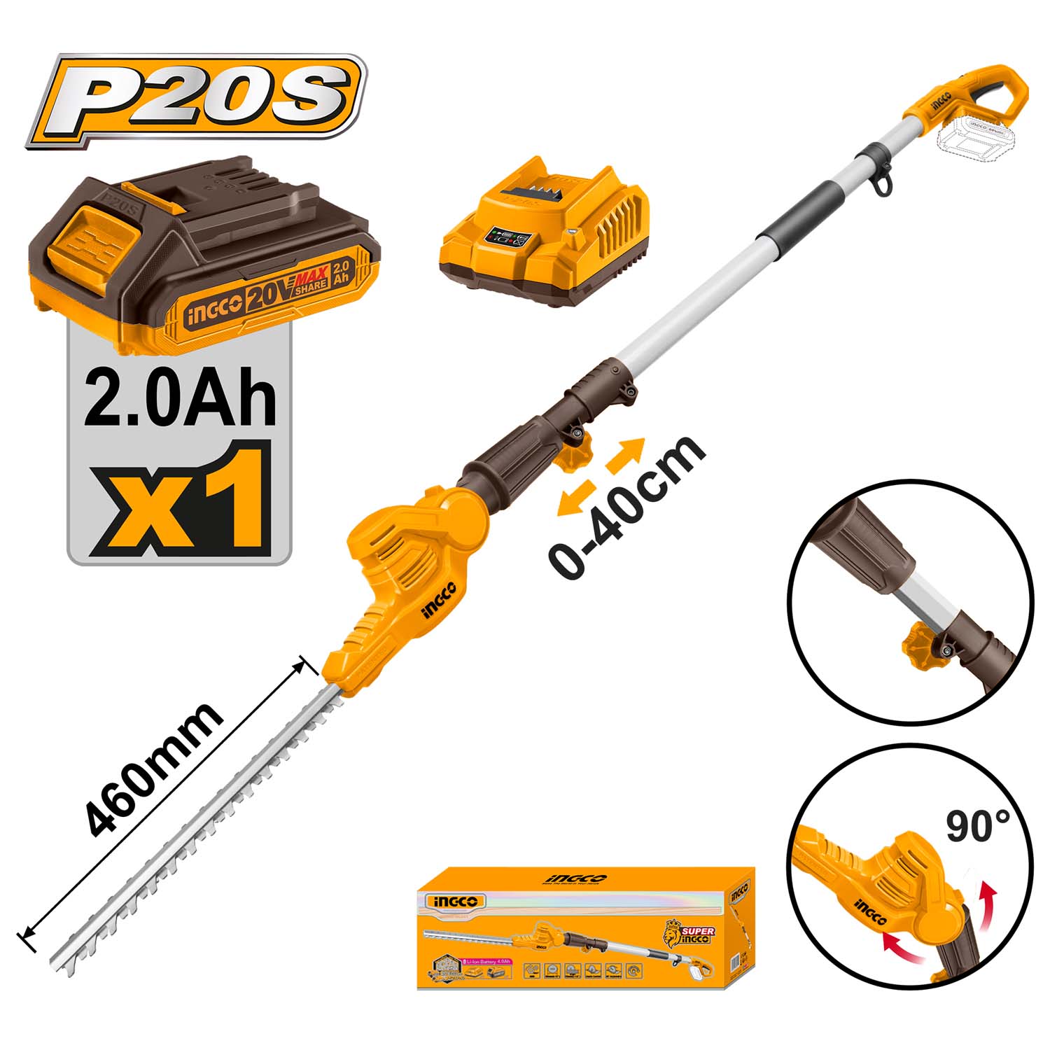 CPHT2016012 | Lithium-ion pole hedge trimmer