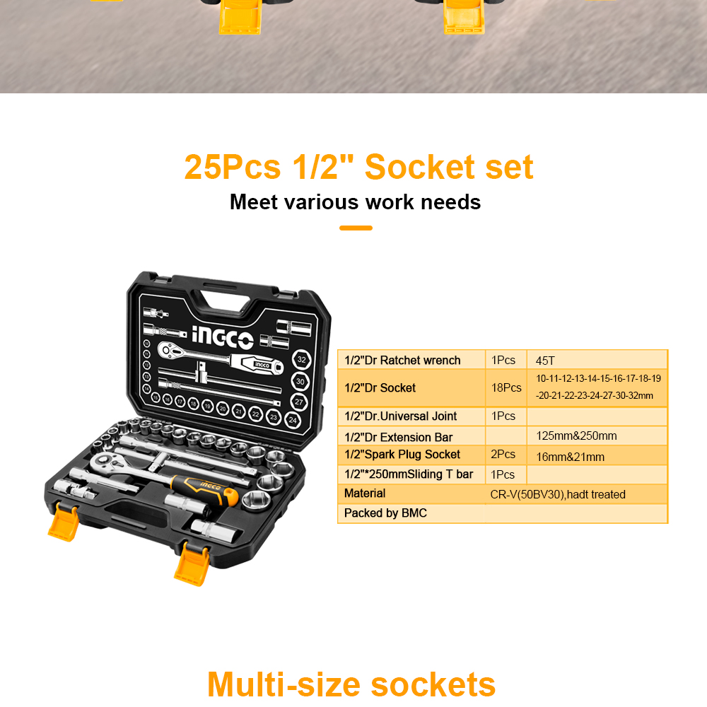 Incco Socket Set INGCO INGCO 25-Piece 1/2-Inch Socket Set HKTS12251 | High-Quality Cr-V ...
