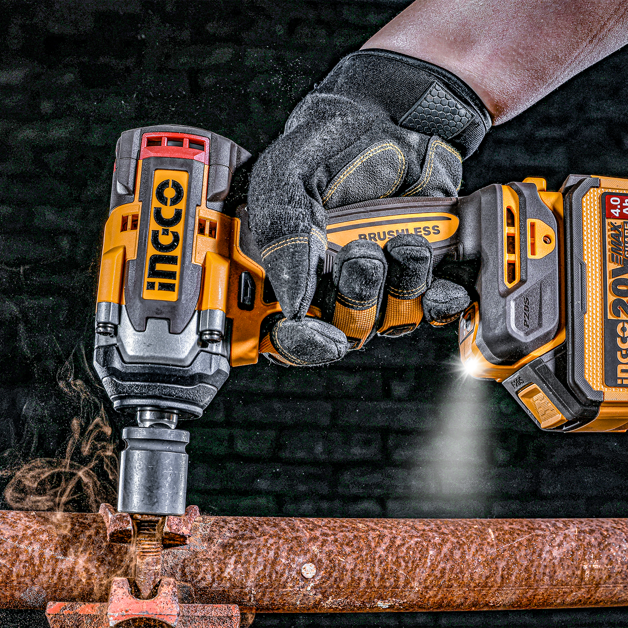 INGCO INGCO 20V 500Nm Lithium Battery Cordless Impact Wrench 