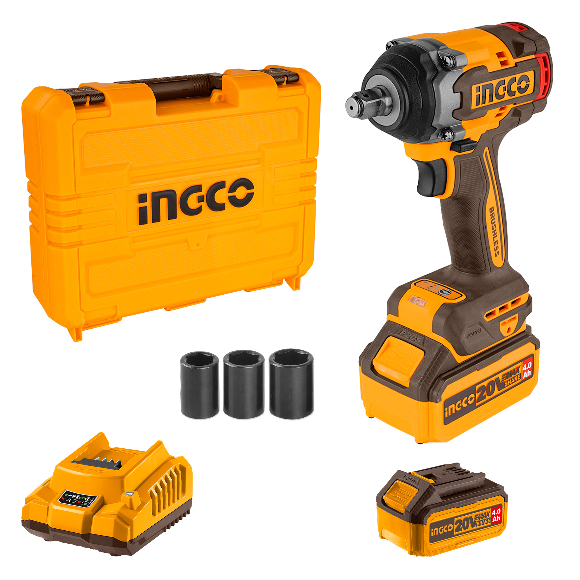 INGCO INGCO 20V 500Nm Lithium Battery Cordless Impact Wrench 
